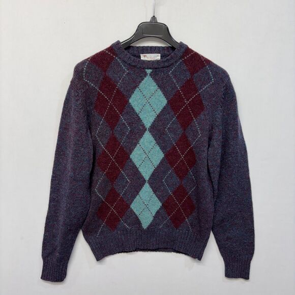 Parker of Vienna Men 100% Shetland Wool Sweater Size Large Argyle C046 -4 - Picture 14 of 14